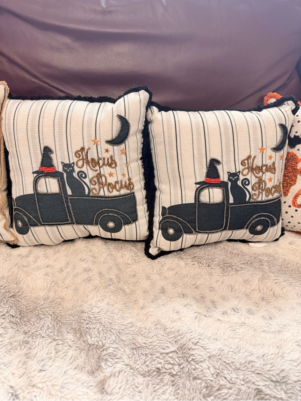 Holiday 'Hocus Pocus' Black Truck & Cat Decorative Pillow - Home Holiday
